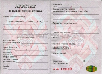 Аттестат о Полном Среднем Образовании Беларуси 2024г в Омске